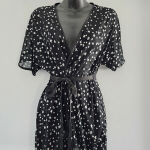 Small Sheer Black Robe With Silver Stars